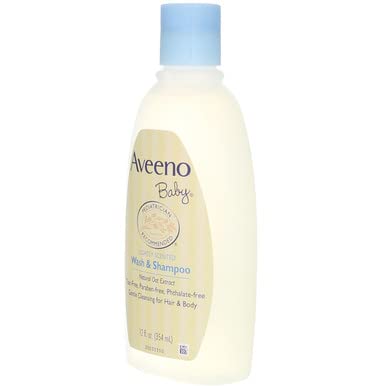 Aveeno Baby Wash & Shampoo, 12 oz - Gentle Tear-Free Formula for Newborns & Sensitive Skin - Perfect for Daily Bath Time & Baby Care Routine