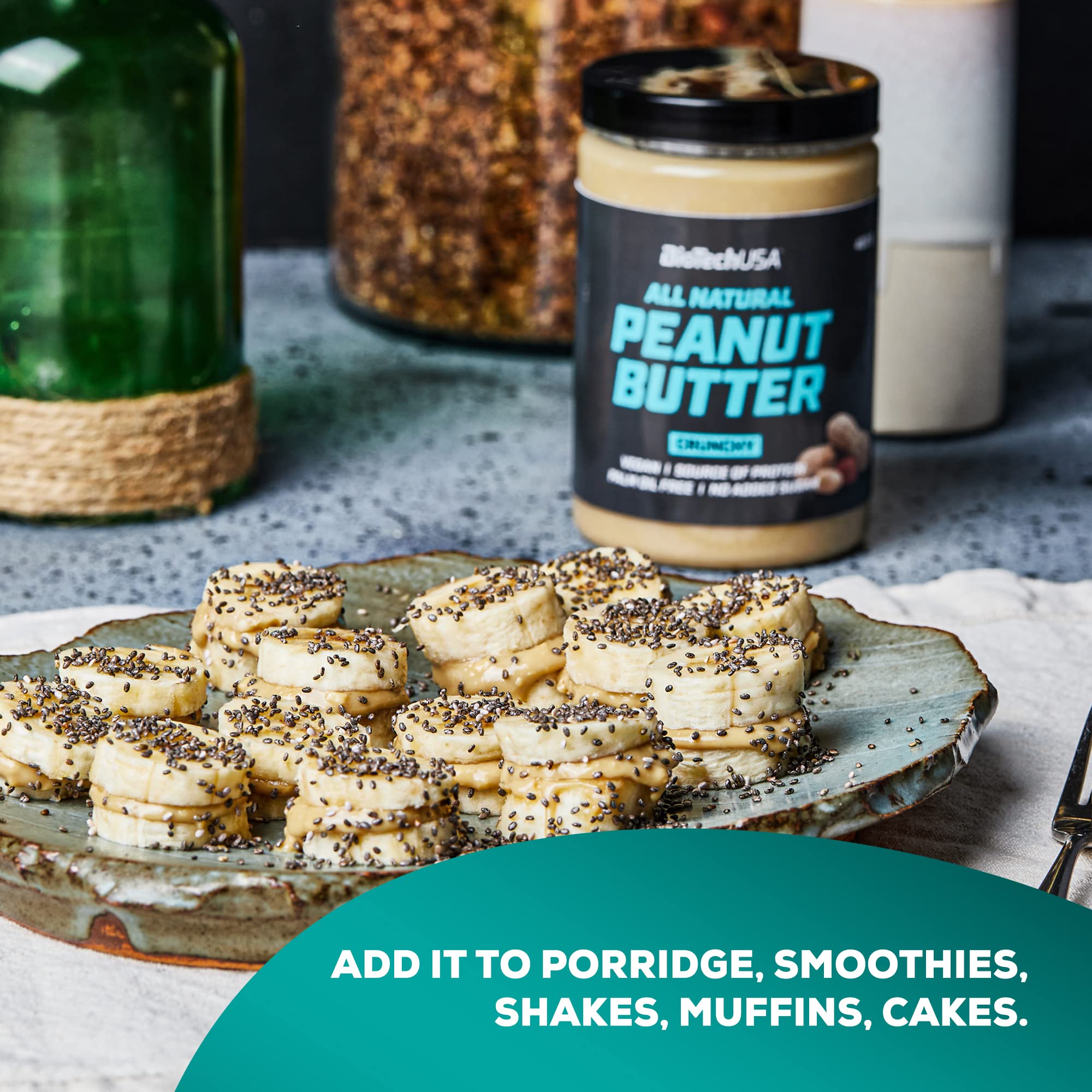 BioTechUSA Crunchy Peanut Butter 1000g - High Protein, Natural Ingredients for Fitness & Healthy Snacking | Perfect for Smoothies, Toast & Post-Workout Recovery