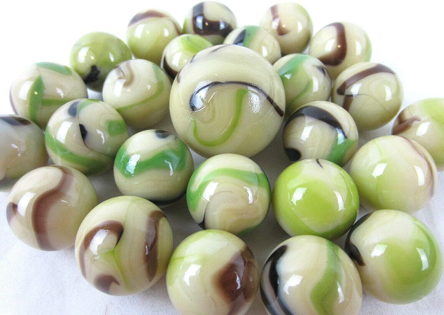 25 Glass Marbles - Caramel Apple Swirl for Games & Decor