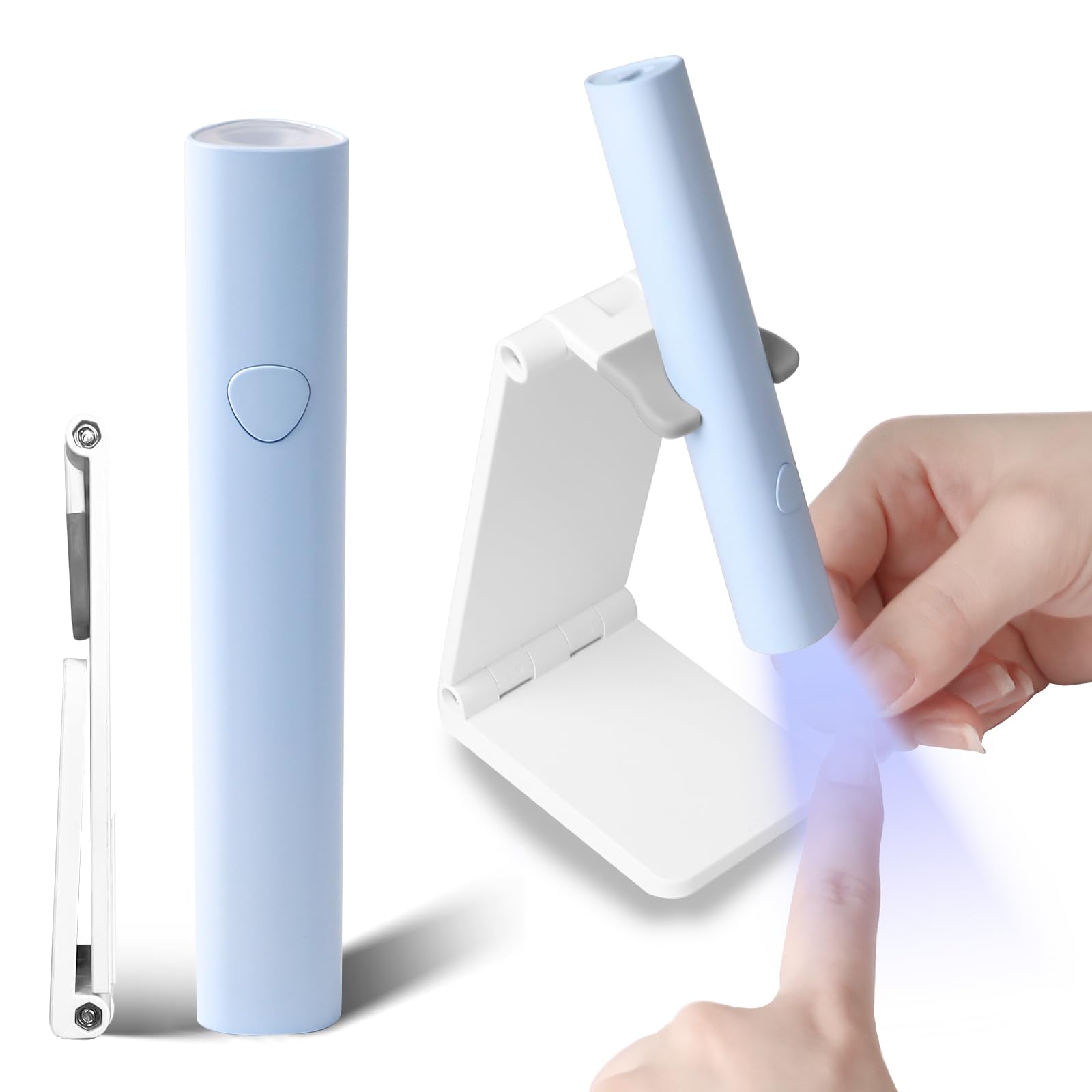 Professional UV LED Nail Lamp for Gel Polish - Portable Rechargeable Cordless Handheld Flash Cure Light with Stand - Perfect for Salon, Home & DIY Manicures (Blue) - Quick Drying for Gel Nails, Acrylics & Extensions