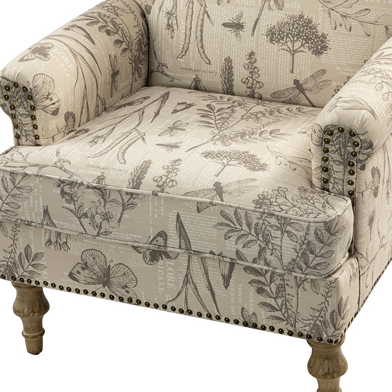 Raphael Farmhouse Armchair with Wooden Legs - Sturdy Frame Accent Chair for Living Room, Bedroom & Office (Multiple Styles Available)