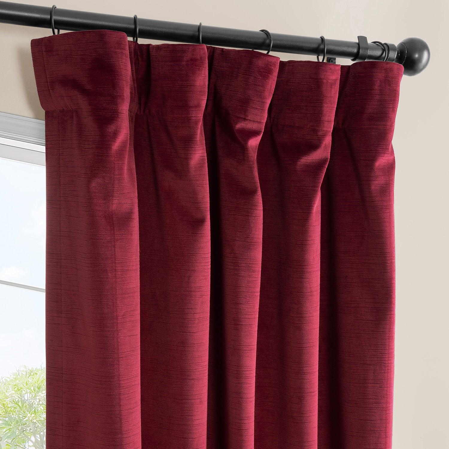 Dark Red Ravello Burnout Velvet Blackout Curtains for Bedroom & Living Room - Thermal Insulated Light Blocking Drapes for Better Sleep & Privacy
