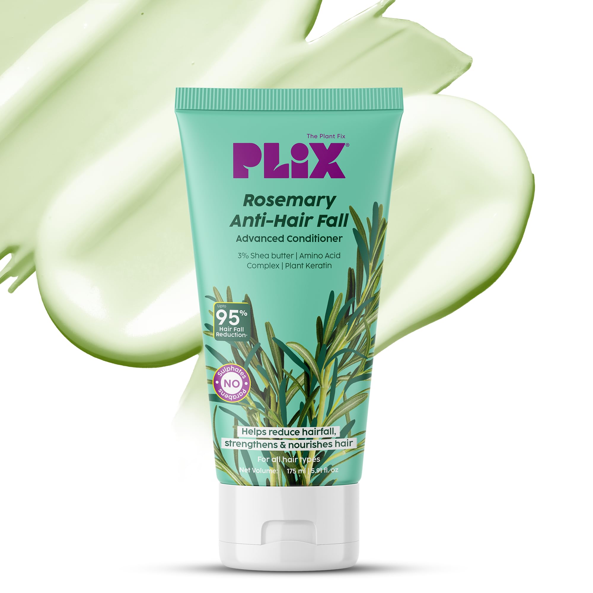 PLIX Rosemary Advanced Anti Hair Fall Conditioner for Reducing Hair Loss & Breakage - Sulfate & Paraben Free - 175ml (1 Count) - Suitable for All Hair Types, Men & Women - Perfect for Daily Hair Care & Scalp Nourishment