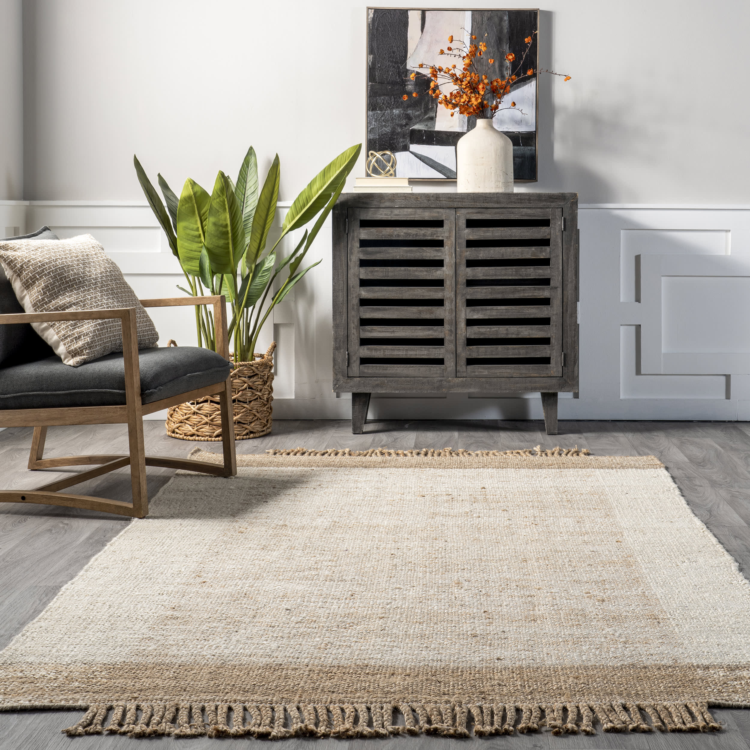 Berdette Natural Jute Solid Rug - Eco-Friendly Handwoven Floor Mat for Living Room, Bedroom, or Home Decor
