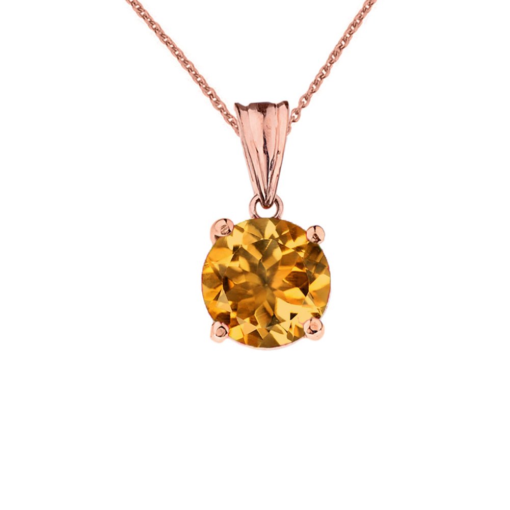 10k Rose Gold November Birthstone Pendant Necklace - Elegant Round Birthstone Jewelry for Women, Perfect Gift for Birthdays, Anniversaries & Special Occasions