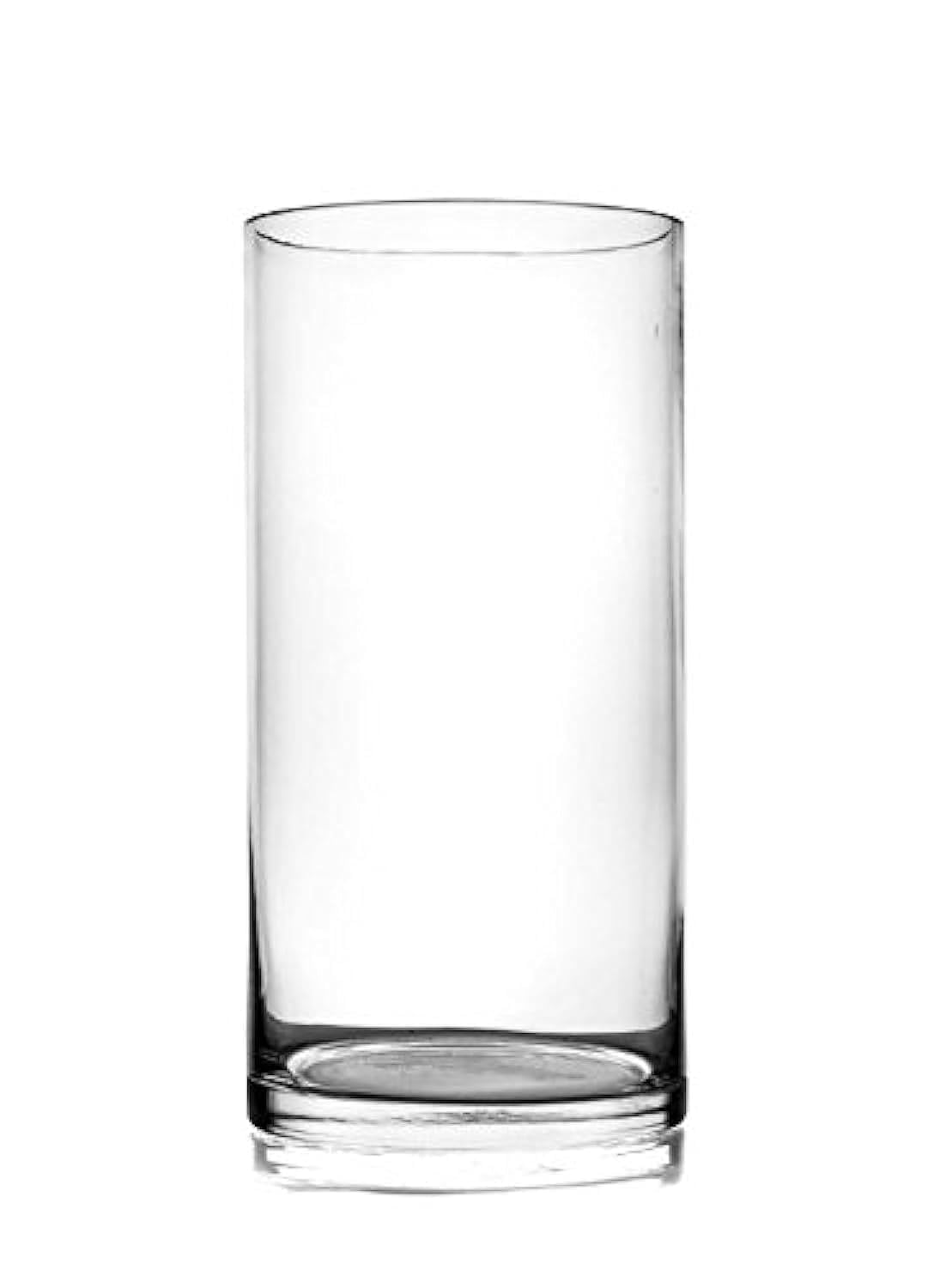 25cm Tall Handmade Clear Glass Cylinder Flower Vase - Modern Home Decor for Centerpieces, Weddings & Office Desks
