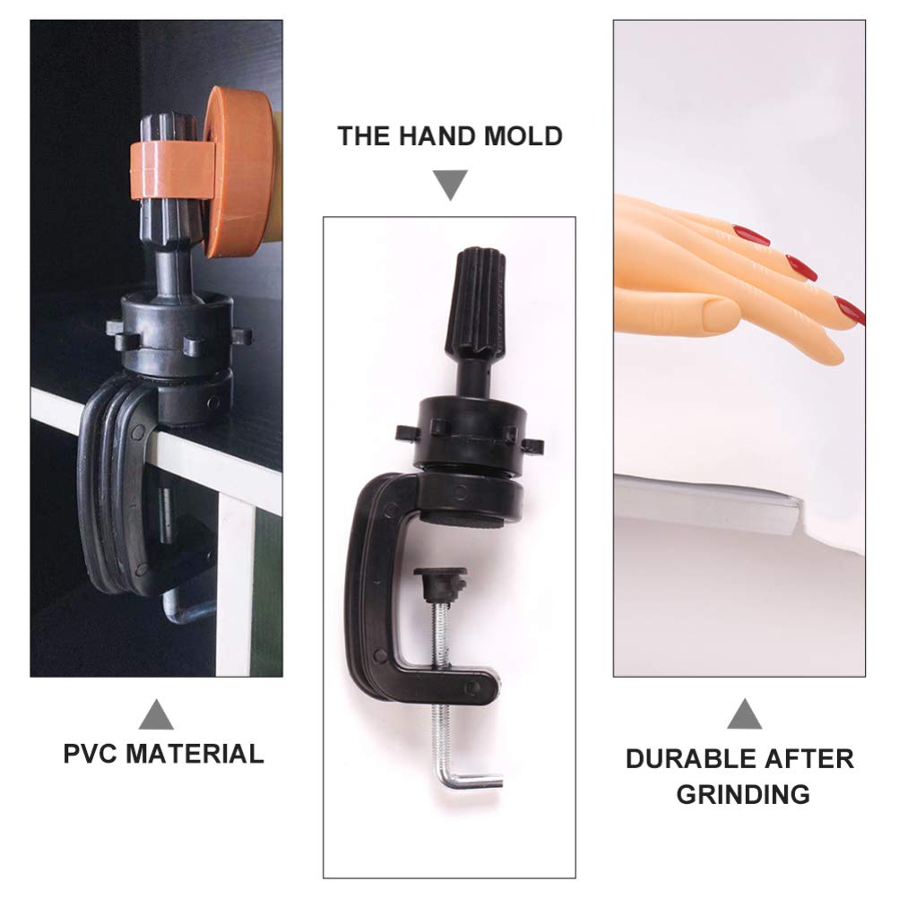 SOLUSTRE Acrylic Nail Practice Hand - Mannequin Hand for Nail Art Training, Display & Manicure Practice - PVC Desktop Fake Hand for Nail Technicians & Students - Perfect for Salon, Beauty School & Home Use