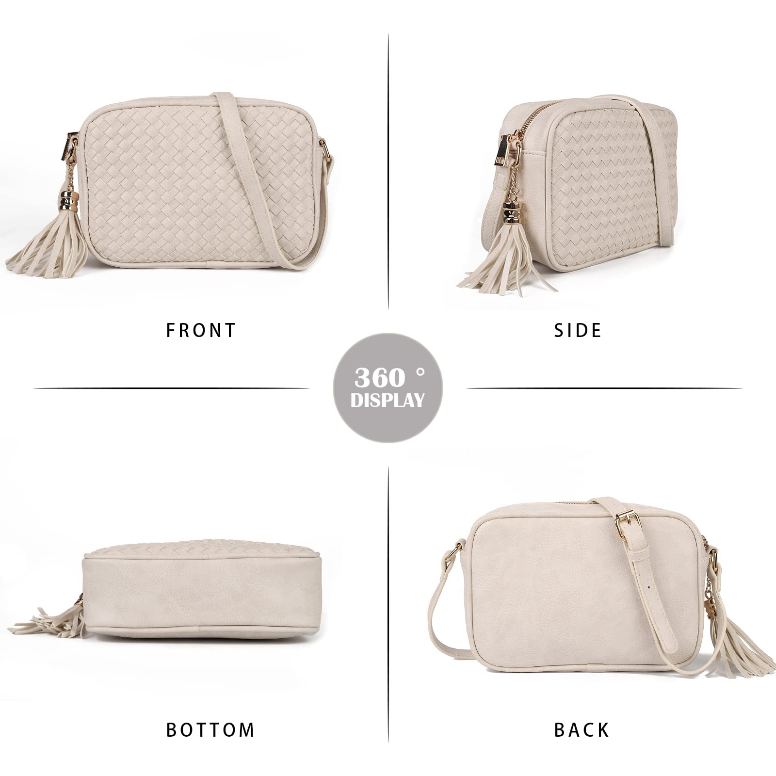 Gladdon Women's Crossbody Bag - Woven Leather Shoulder Purse with Multiple Pockets, Waterproof Messenger Handbag for Daily Use, Travel & Shopping