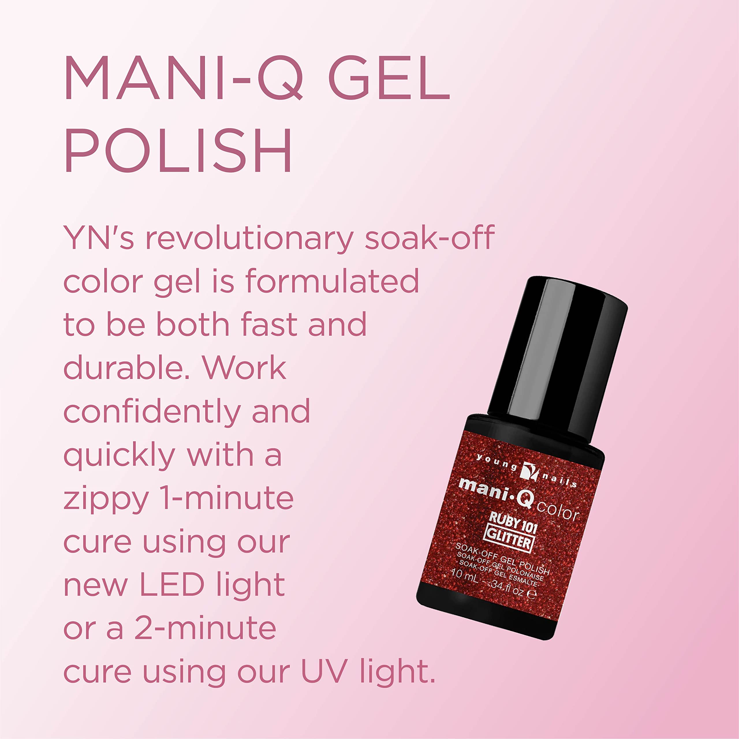 Young Nails Mani-Q Gel Polish - Long Lasting Color Gel for Natural & Artificial Nails | LED/UV Light Cured | Soak Off Formula 0.34 fl oz | Perfect for Salon, Home Manicures & Nail Art Designs