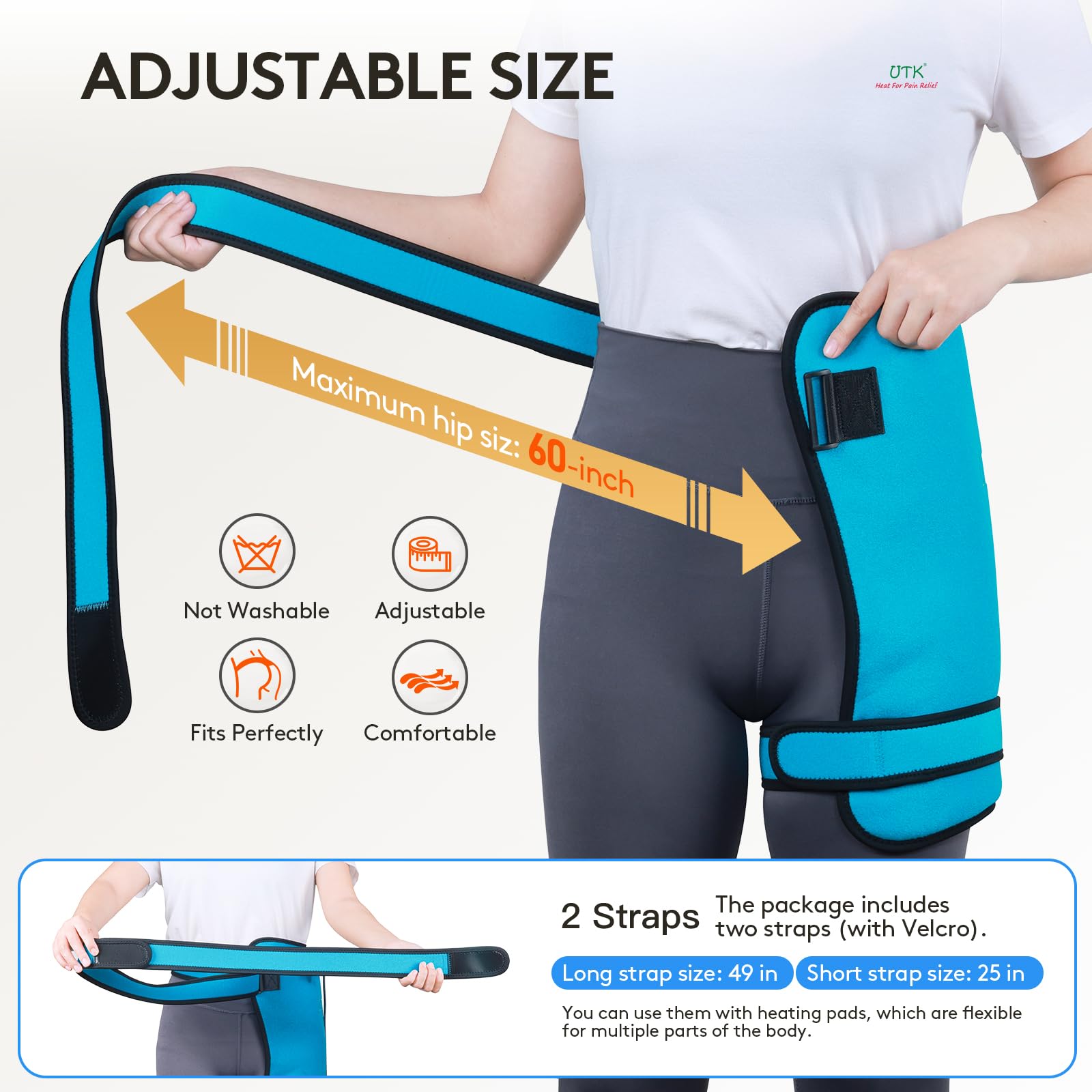 UTK Far Infrared Heating Pad for Sciatica Pain Relief - 16 Natural Jade Electric Heat Pad with Smart Controller for Lower Back, Thigh, Buttock & Abdomen - Perfect for Women's Pain Management & Home Therapy