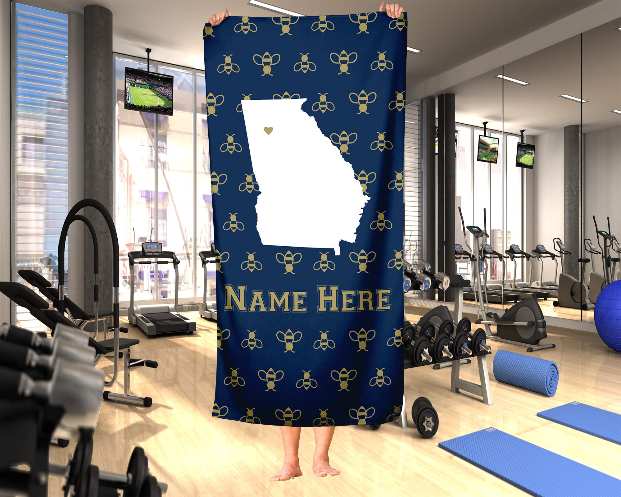 Custom Atlanta Georgia State Pride Beach & Bath Towel - Personalized Medium & Large Towels for Adults & Kids | College Football & Basketball Fans Gift | Pool, Beach, Gym, Home Decor
