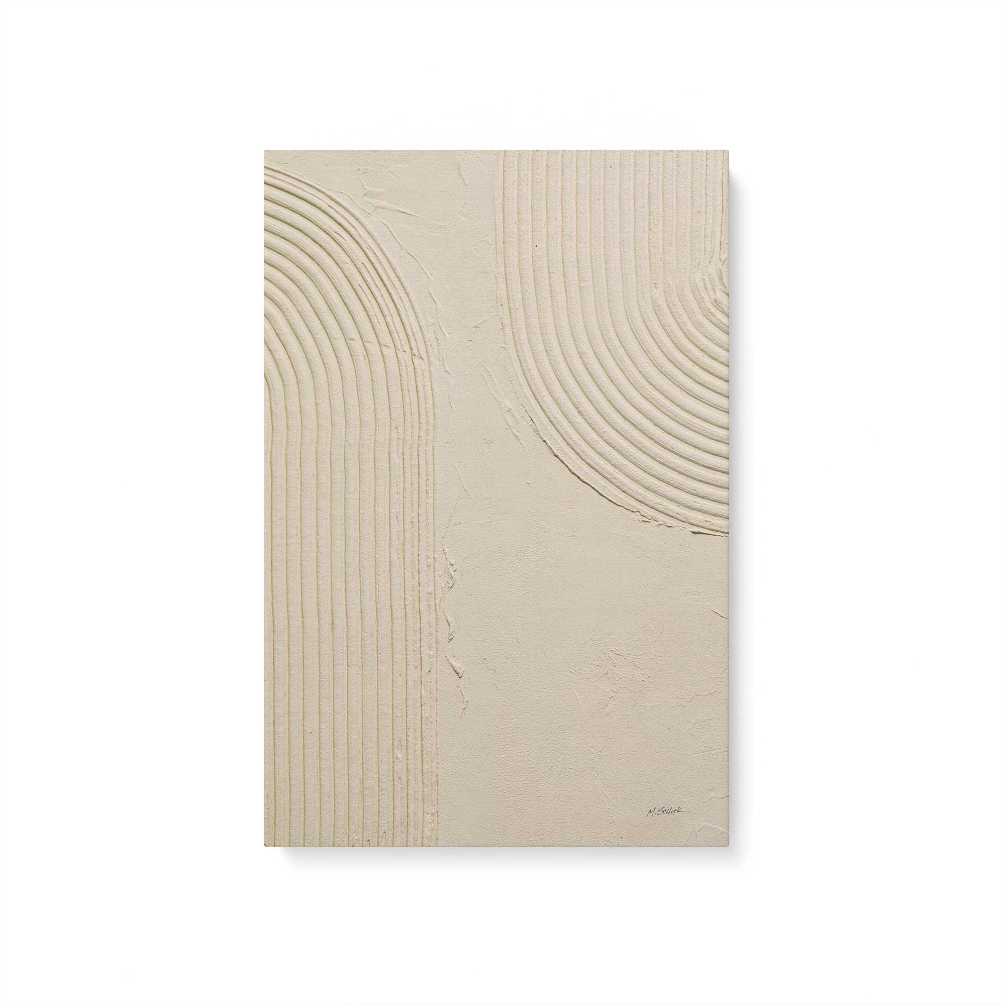 Beige Abstract Echoed Curves Canvas Wall Art Print - Modern Home Decor for Living Room, Bedroom & Office