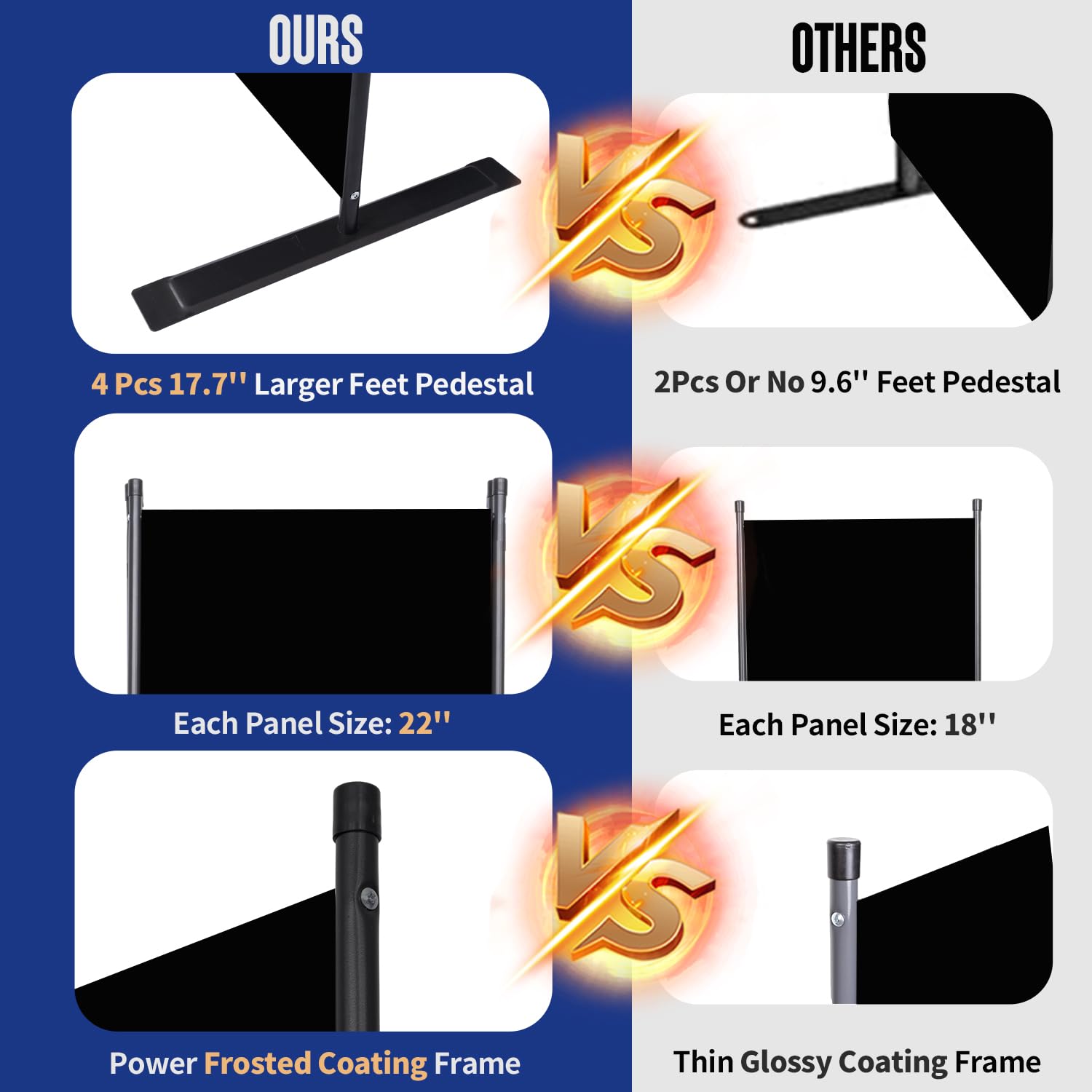 6 Panel Folding Room Divider Privacy Screen - 11 Ft Wide Portable Partition for Bedroom, Office & Studio - Black | Space Separator for Home, Events & Workspaces