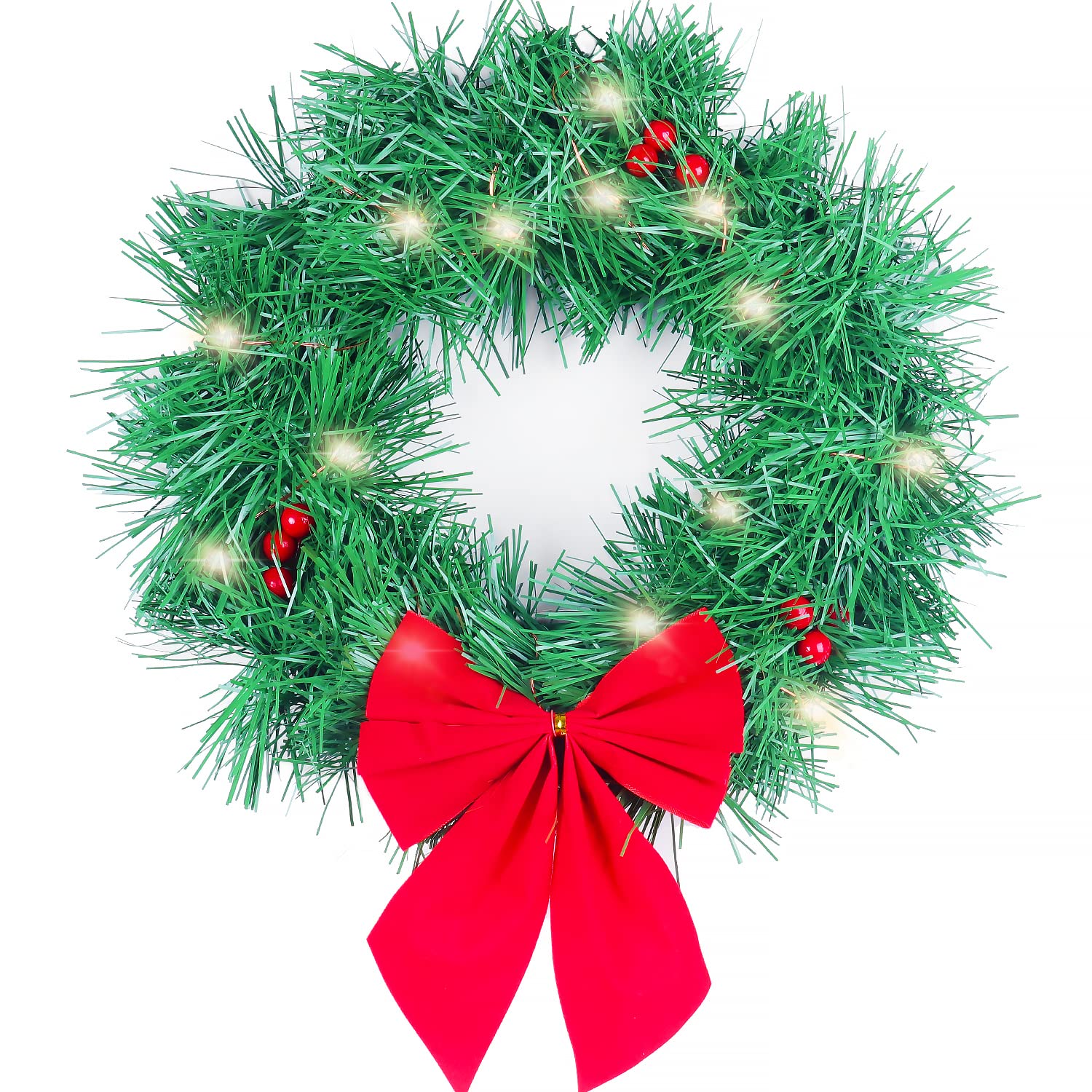 Christmas Car Decoration Wreath with Lights - Festive Holiday Auto Accessory for Car, Truck, SUV - Includes Mounting Kit - Perfect for Road Trips & Holiday Parades