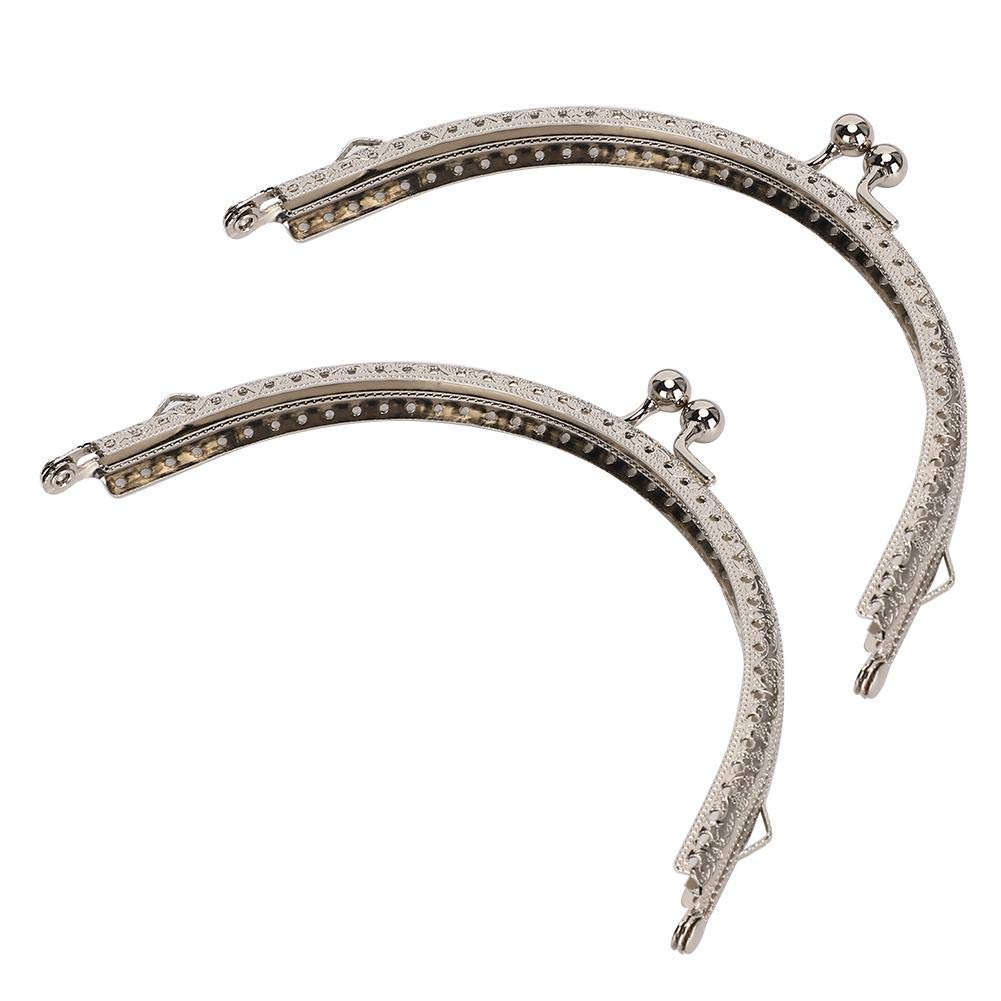 GLOGLOW 2-Pack Silver Metal Semicircular Purse Frame with Kiss Clasp Lock - 15cm/5.9in DIY Sewing Bag Handle for Handbags, Clutches & Tote Bags - Perfect for Crafting, Fashion Accessories & Gift Making