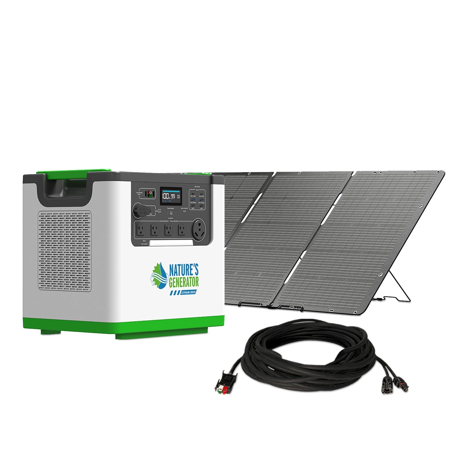 Nature's Generator Lithium 3600 Solar Power Station - Portable Solar Generator for Camping, RV, Emergency Backup & Off-Grid Power (3000W, 3600Wh)