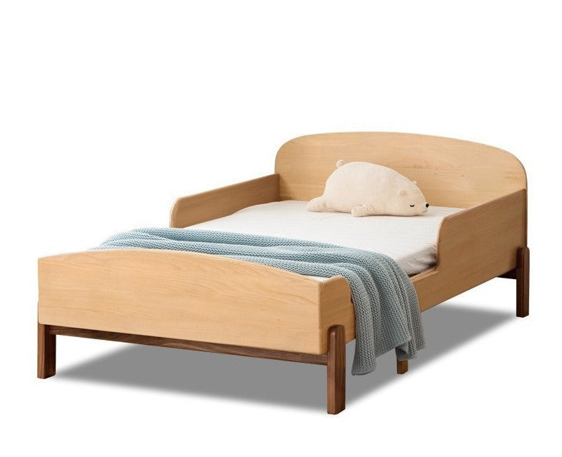 Expandable Solid Oak & Beech Wood Toddler Bed – Adjustable from 57in (145cm) to 80.7in (205cm) – Perfect for Growing Kids & Small Bedrooms