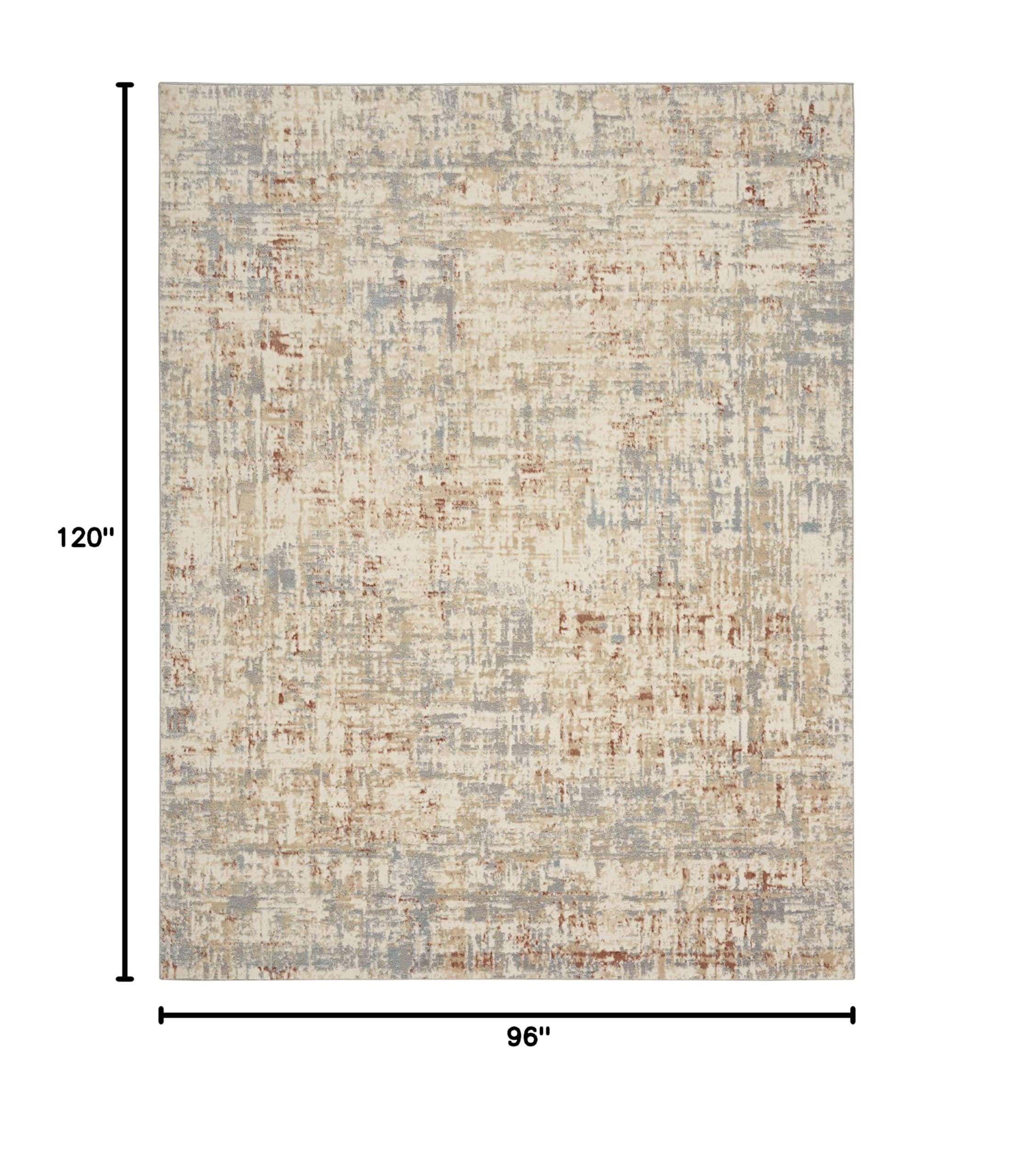 Calvin Klein CK005 Modern Ivory Grey 8x10 Area Rug - Non-Shedding, Easy to Clean - Perfect for Bedroom, Living Room, Dining Room & Kitchen Decor | Soft Contemporary Rug for Home & Office