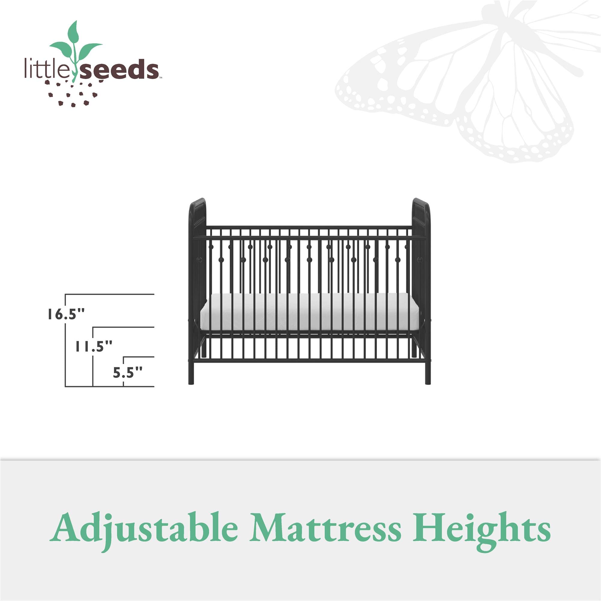 Little Seeds Monarch Hill Ivy Metal Baby Crib - Black | Modern Nursery Furniture for Newborns & Toddlers | Safe & Stylish Crib for Baby's Bedroom or Daycare