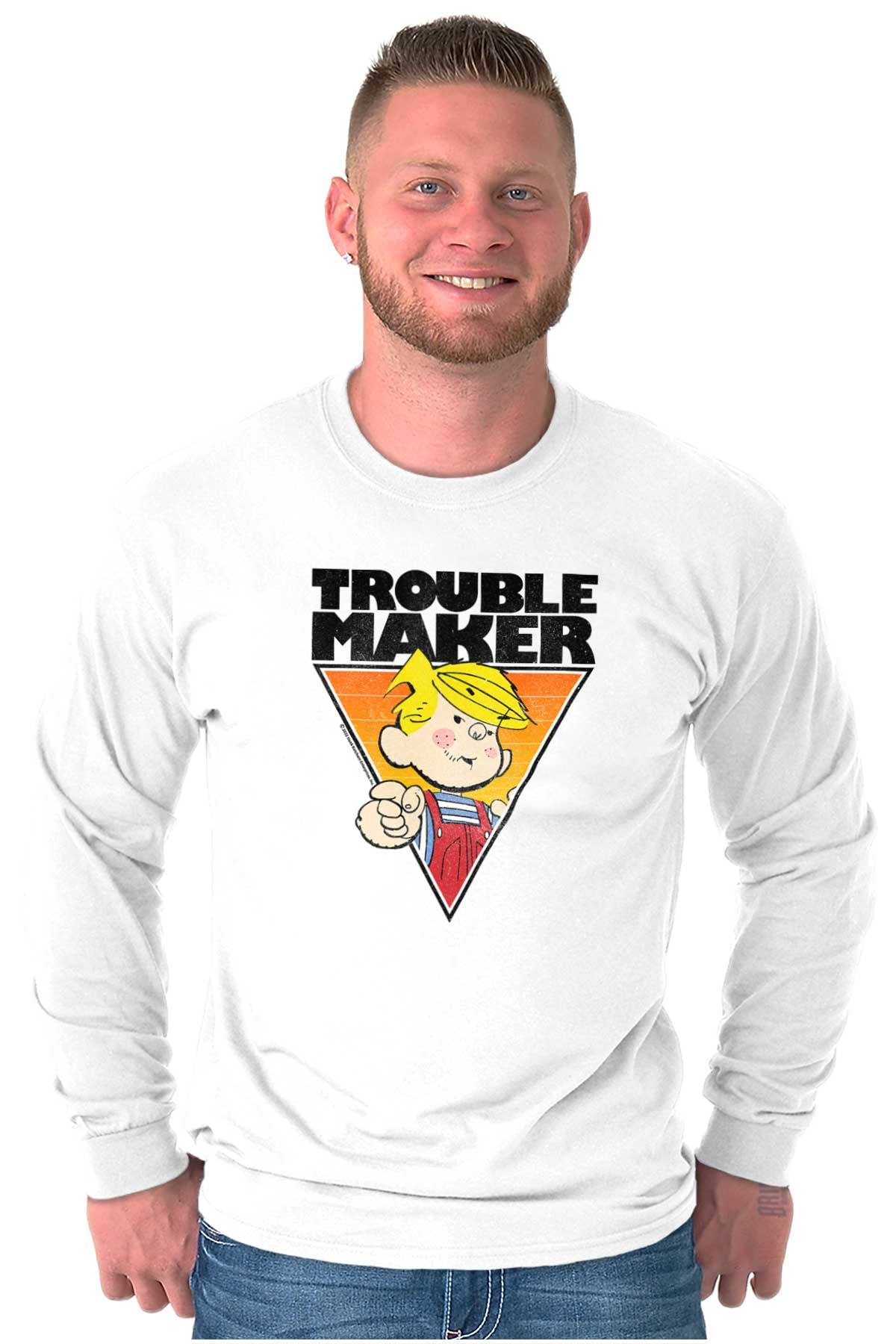 Dennis The Menace Trouble Maker Graphic Long Sleeve T-Shirt for Men & Women - Casual Wear, Cosplay & Vintage Cartoon Fan Gift