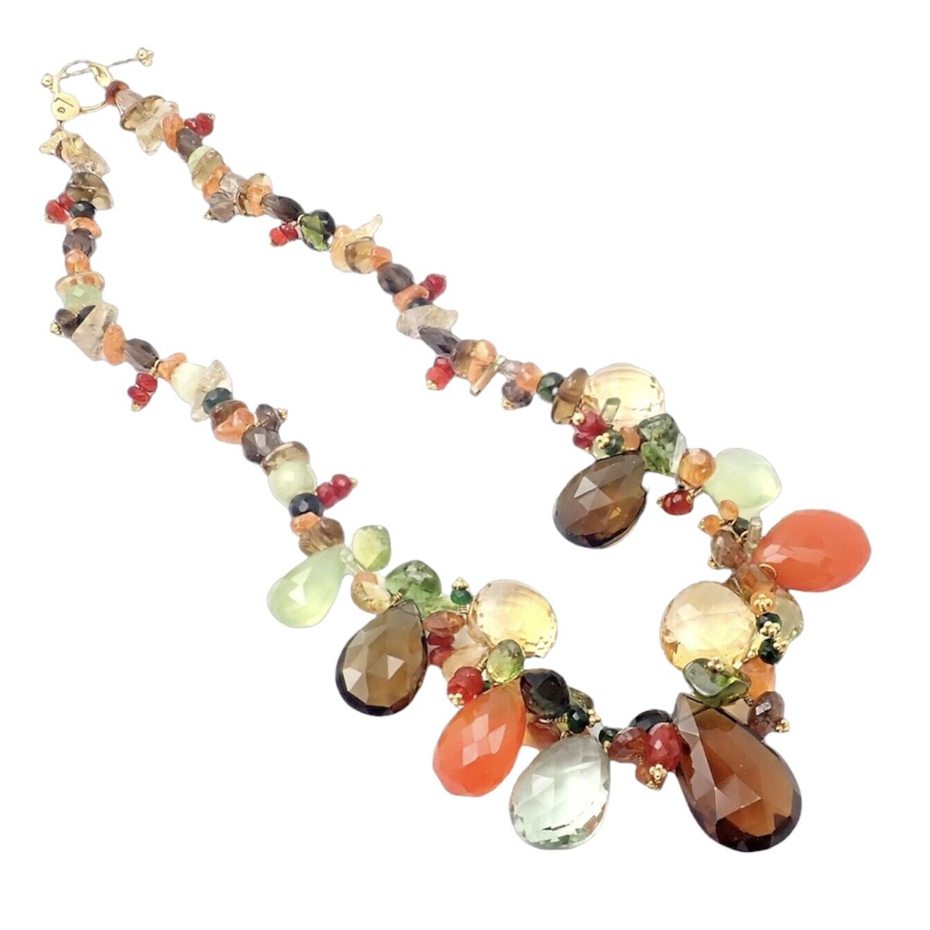 22K Yellow Gold Briolette Onyx Spessartite Bead Candy Necklace by Laura Gibson - Rare Vintage Statement Jewelry for Women, Perfect for Evening Parties & Special Occasions