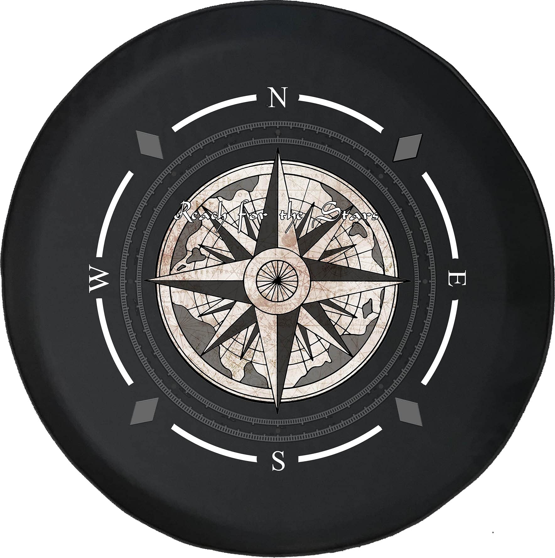 American Unlimited Spare Tire Cover with Vintage Nautical Compass Design - Universal Fit for SUV, Trailer, RV & Most Vehicles - Perfect for Road Trips, Camping & Off-Road Adventures