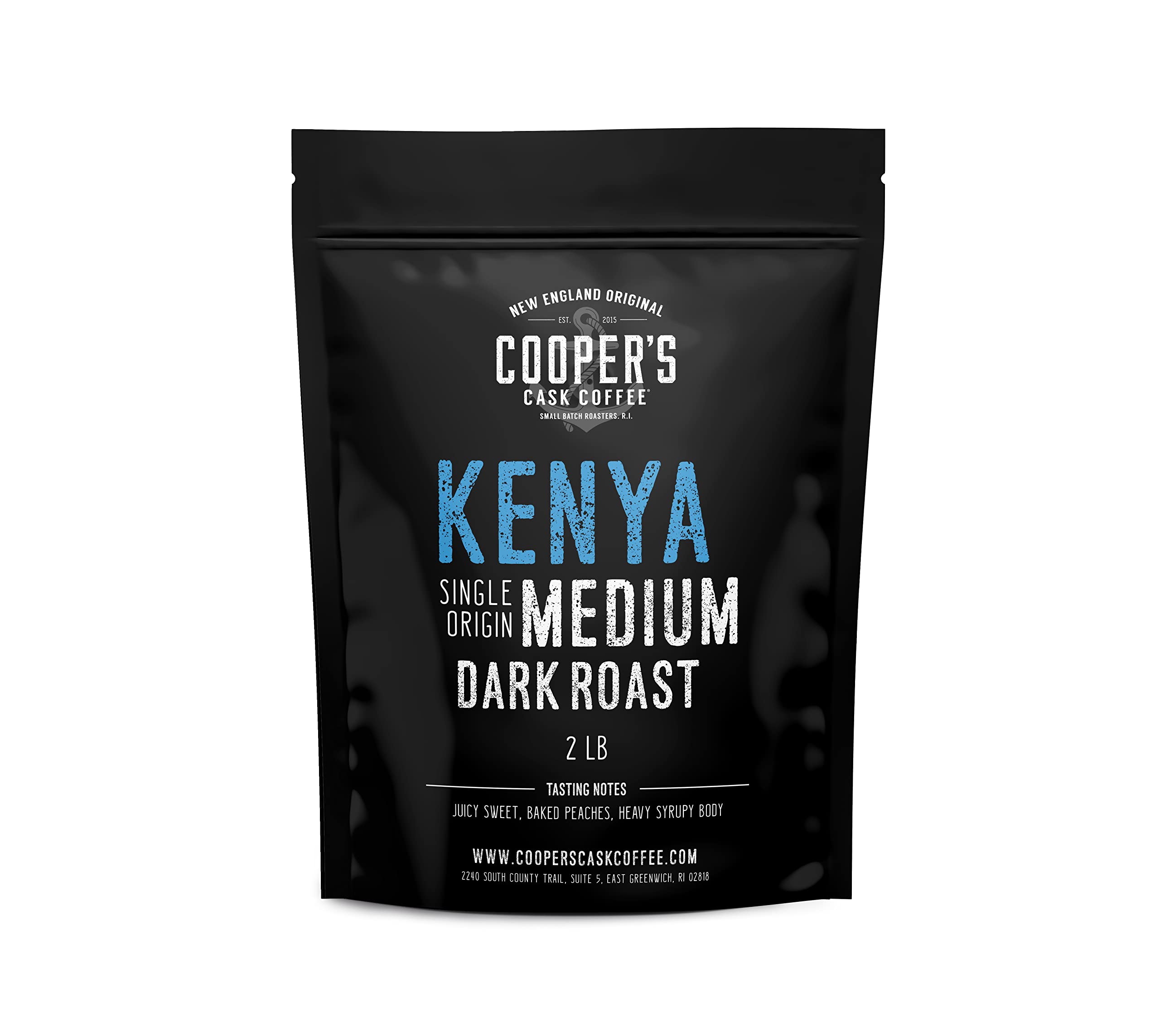 Premium Kenya AA Medium-Dark Roast Single Origin Ground Coffee Beans - 2lb Bag for Rich Flavor & Aroma | Perfect for Home Brewing, Office Use & Gifts