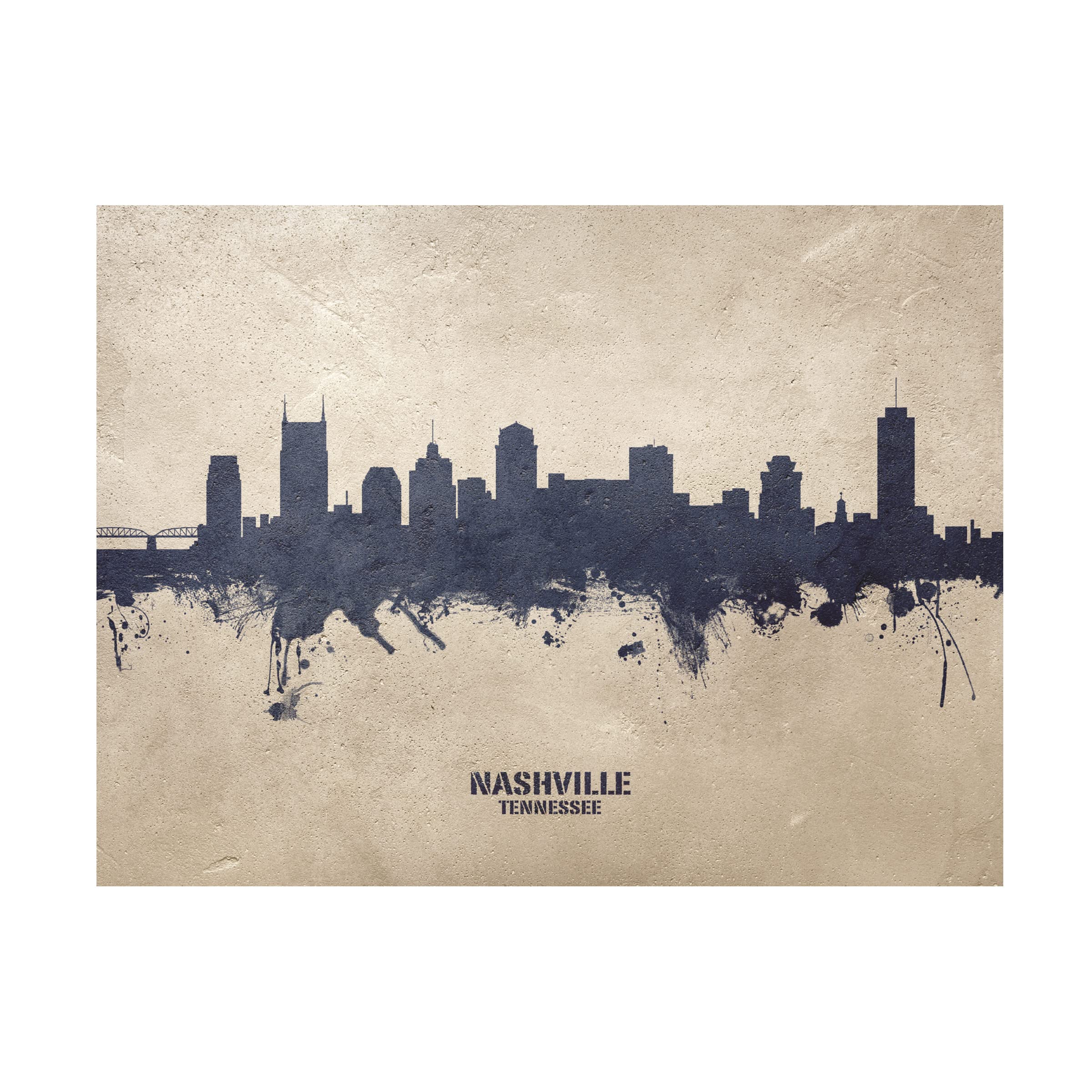 Michael Tompsett Nashville Tennessee Skyline Concrete Canvas Art Print - Modern Cityscape Wall Decor for Living Room, Office & Bedroom