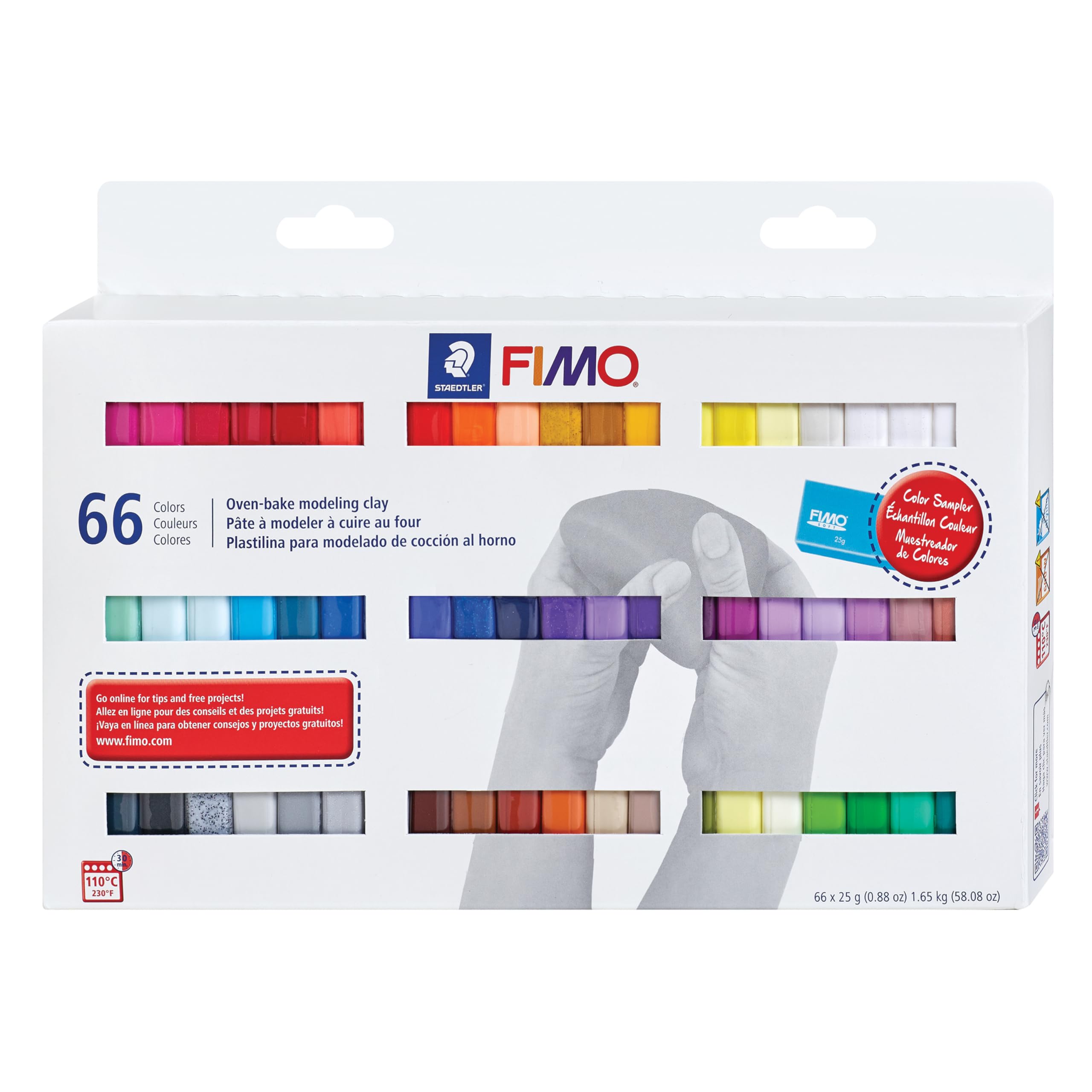 Staedtler FIMO Soft Polymer Clay - 66-Piece Oven-Bake Modeling Clay Set for Jewelry Making, Sculpting, DIY Crafts - Assorted Vibrant Colors (8023 C66-1) - Perfect for Home Art Projects, Gift Making & Creative Hobbies