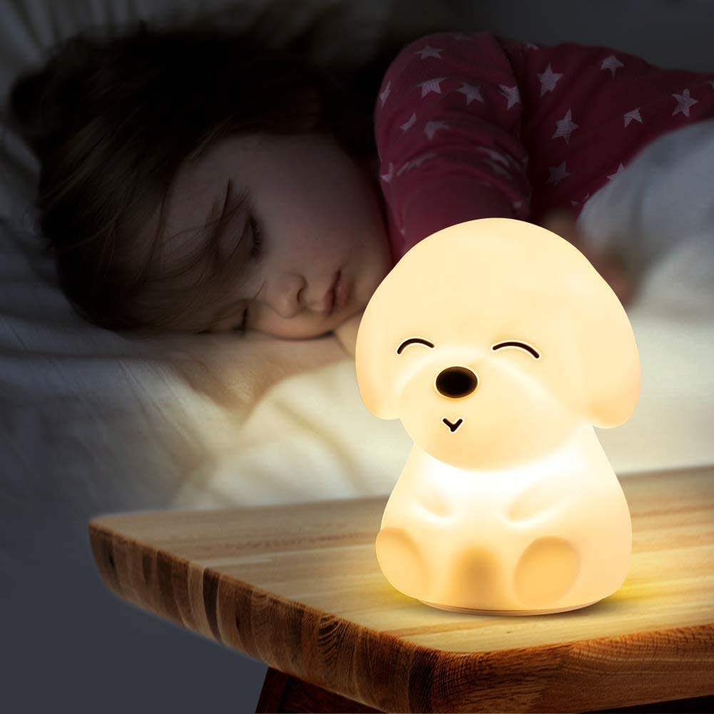 Cute Puppy Night Light for Kids - Remote Control Dog Table Lamp, Graduation Gift for Boys & Girls, Bedroom Decor, Nursery Lighting (White) - Perfect for Bedtime, Reading & Kids' Room Decor