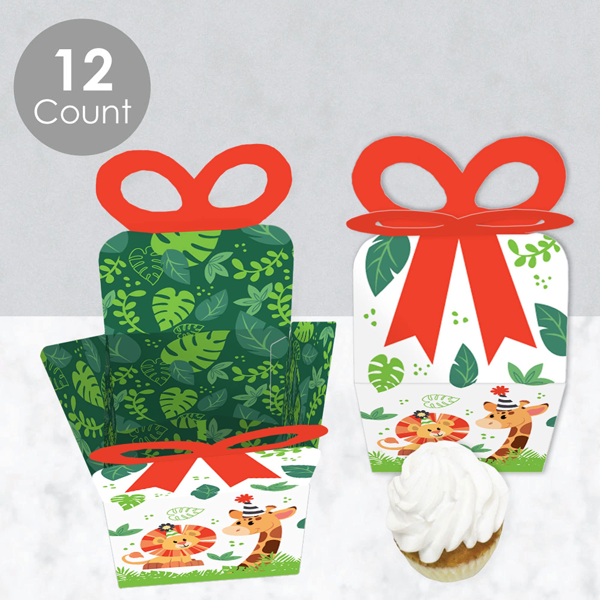 Jungle Party Animal Favor Boxes - Set of 12 for Safari Birthday & Baby Shower