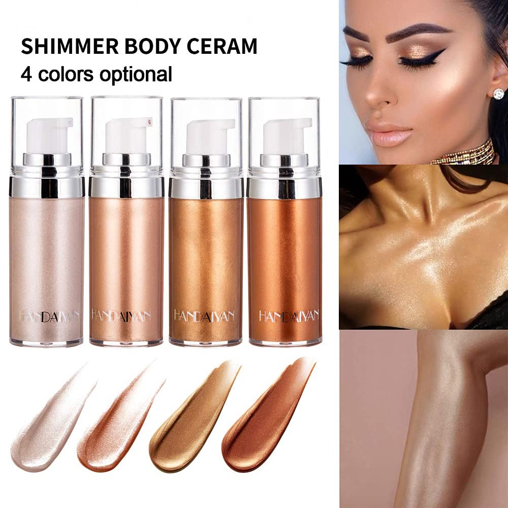 Face & Body Luminizer - Liquid Highlighter Makeup with Shimmer Glow | Waterproof Bronzer & Illuminating Body Oil for Smooth, Shiny Skin (03# Bronze Gold) - Perfect for Parties, Beach Days & Glamorous Night Out Looks