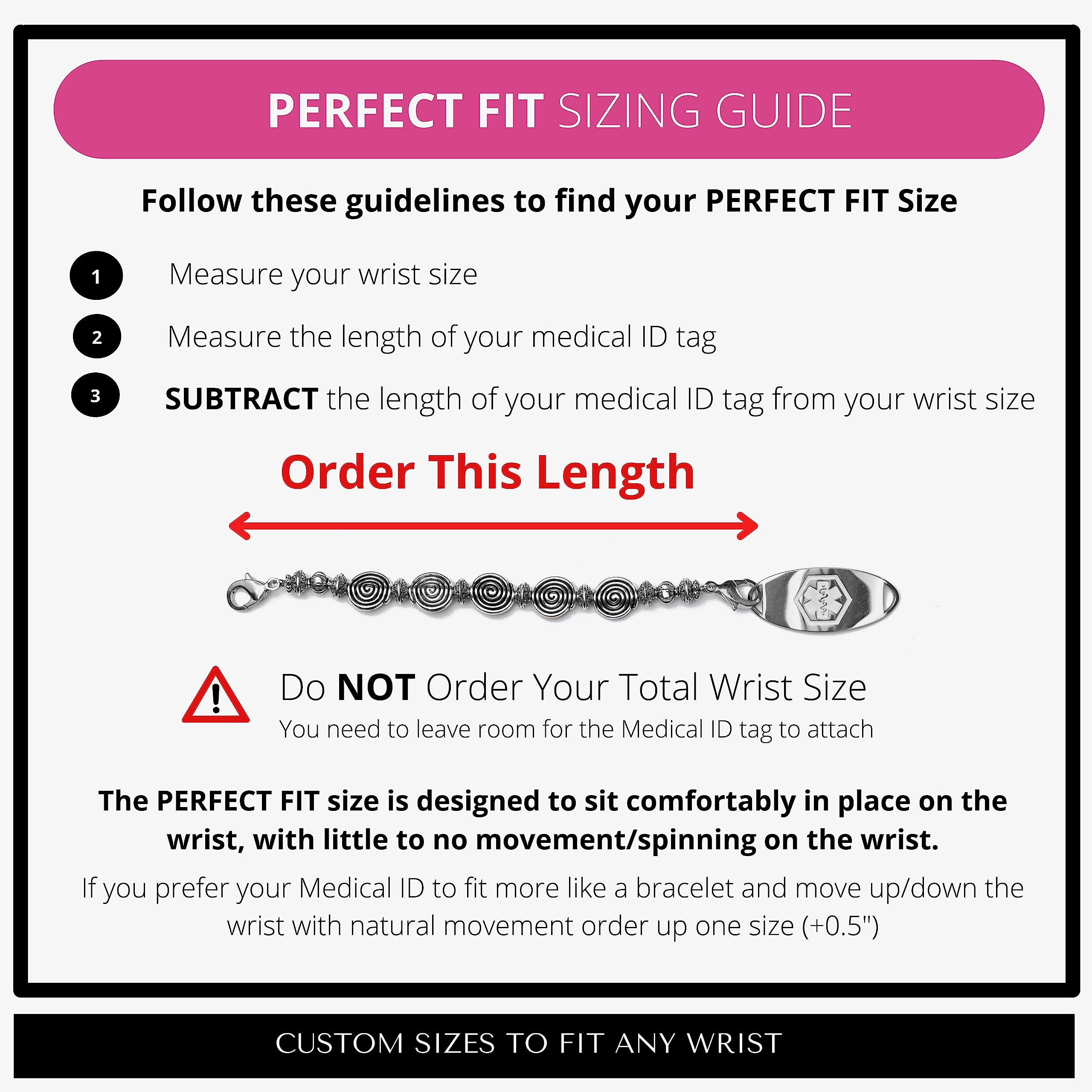 Stretch Medical Alert Bracelet Replacement Band - Interchangeable Beaded Style for Medical ID (Galaxy Metallic, Average 5.5