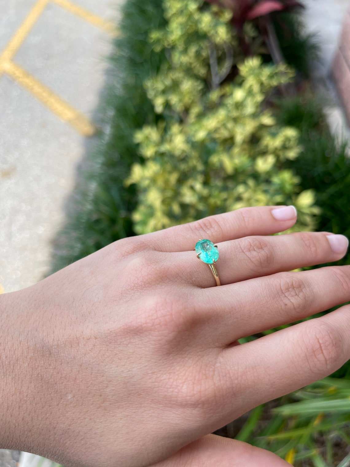 2.37 Carat Oval East to West Emerald Solitaire Ring in 14K Gold - 4 Prong Setting, Special Price & Layaway Options - Perfect for Engagement, Anniversary & Everyday Elegance