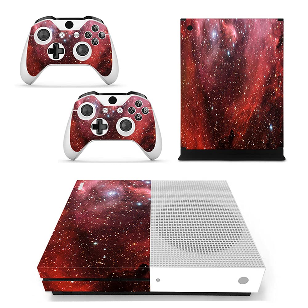 Xbox One Slim Console & Controller Vinyl Skin - Dark Red Nebula Decorative Sticker for Protection | Perfect for Gaming Setups & Personalized Decor
