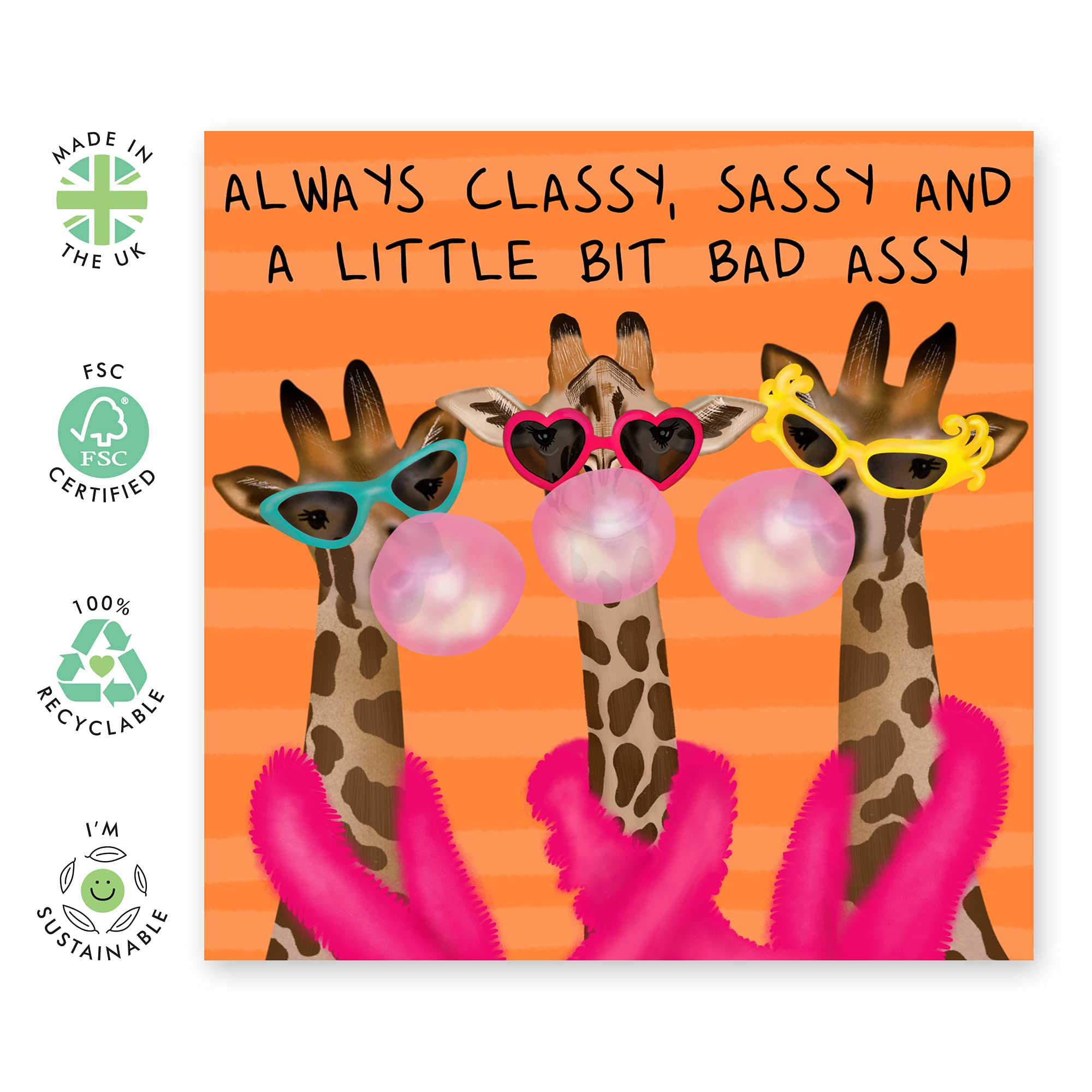 Funny Birthday Cards for Women - 'Always Classy, Sassy, and a Little Bit Bad Assy' - Best Friend, BFF, Sister, Mom, Grandma, Wife, Partner & Daughter Gift - Mother's Day Card with Free Stickers - Perfect for Birthdays, Anniversaries & Special Occasions