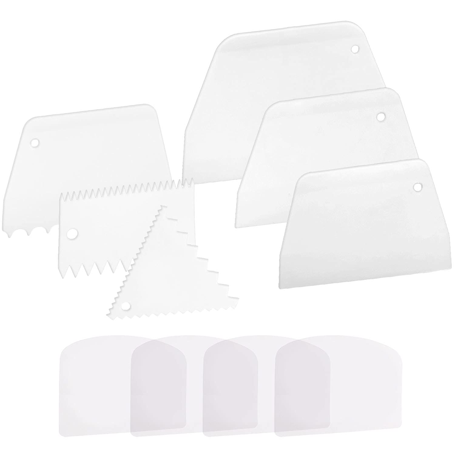 Anvin Cake Scraper Smoother Tool Set - 10 Pcs Plastic Icing Smoother & Frosting Scraper Combo for Buttercream Cake Decorating, Baking, Birthday Cakes - Perfect for Professional Bakers & Home Kitchen DIY Projects