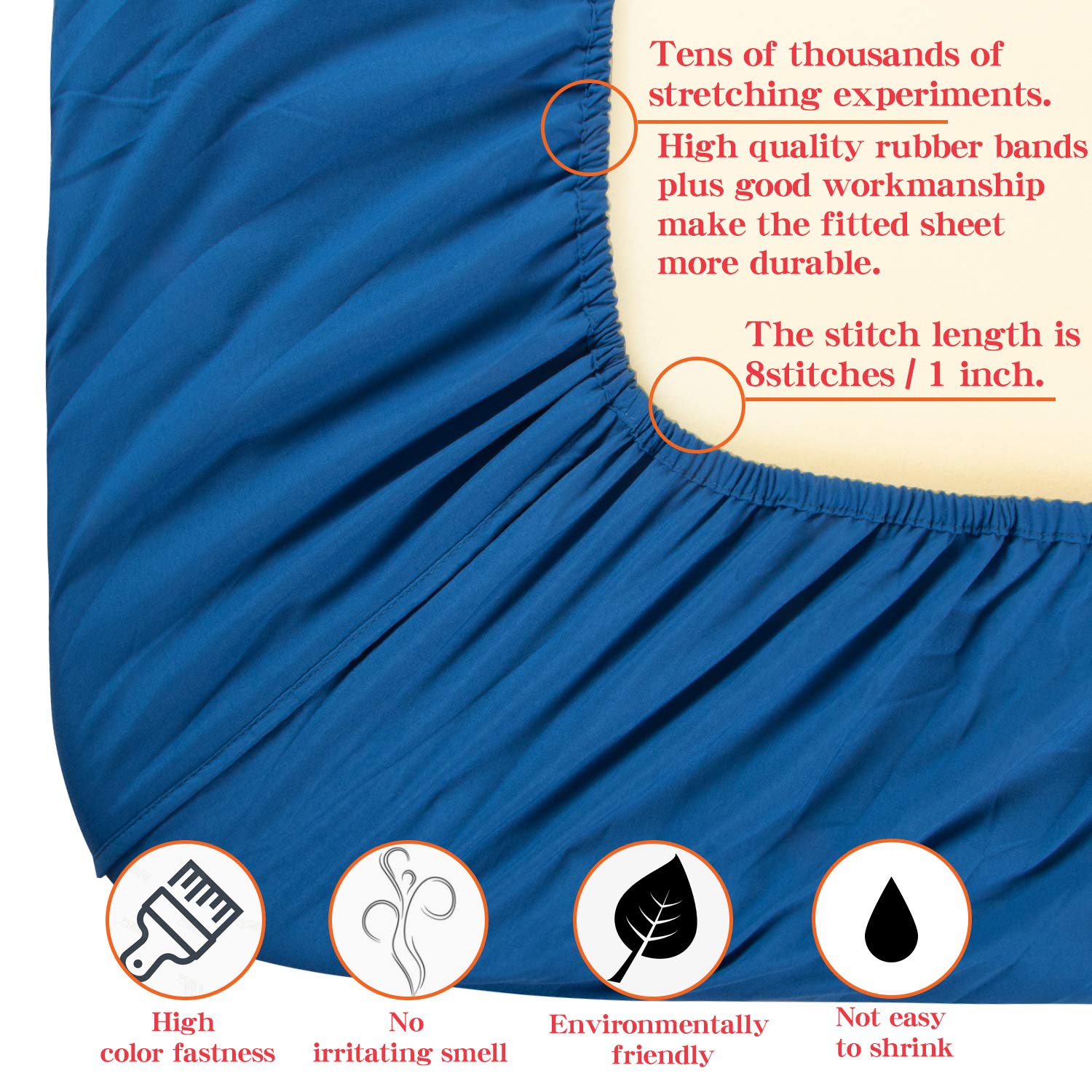 NTBAY 3-Piece 100% Microfiber Twin Bed Sheet Set - Ultra Soft 1800 Thread Count, Wrinkle & Fade Resistant, Deep Pocket Fitted Sheet (Royal Blue) - Perfect for Dorms, Guest Rooms & Cozy Bedrooms