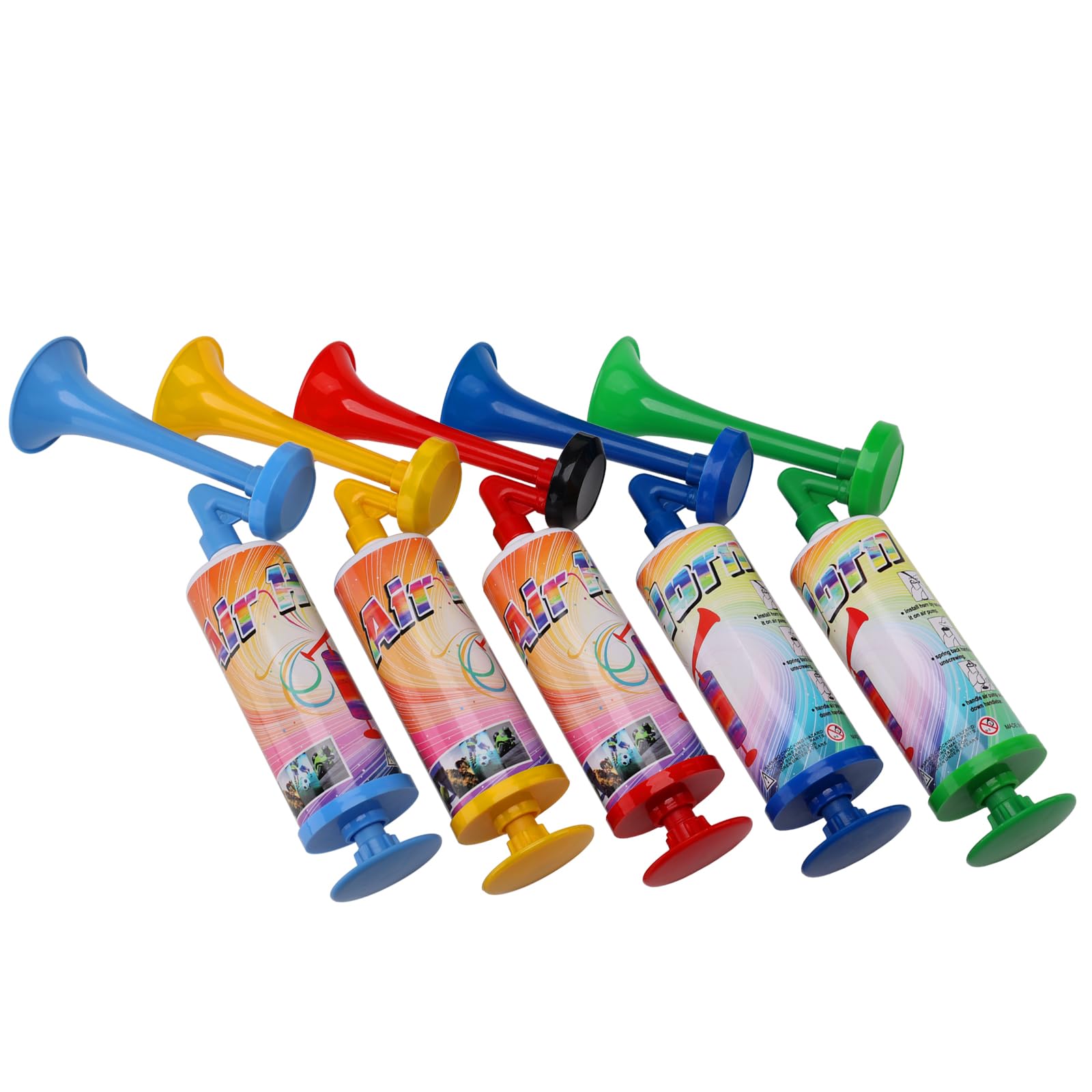 5-Pack Mini Air Horn Hand Pump - Loud Noisemakers for Sporting Events, Parties, Celebrations & Goodie Bags - Fun Birthday Favors for Kids & Adults - Perfect for Football Games, New Year's Eve & Graduation Parties