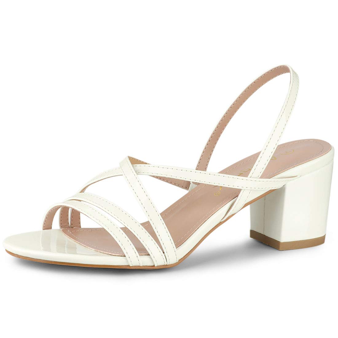 Allegra K Women's Strappy Slingback Chunky Heel Slide Sandals - Comfortable Summer Dress Shoes for Weddings, Parties & Date Nights