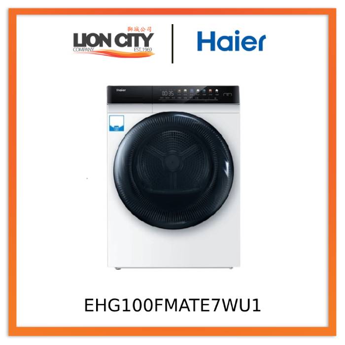 Haier EHG100FMATE7WU1 10kg Heat Pump Smart Dryer - Energy Efficient, WiFi Connected, 3-Pin Plug with Local Warranty - Perfect for Large Families & Eco-Friendly Laundry Rooms