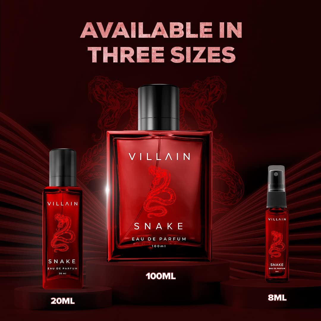 Vil'lain Snake Perfume for Men - Long Lasting Premium EDP Cologne, 100ml (3.38 Fl Oz) | Best Gift for Him, Date Night & Special Occasions