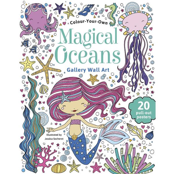 Magical Oceans Coloring Book by Jessica Secheret - DIY Gallery Wall Art, Adult Relaxation & Home Decor | Stress Relief Activity, Creative Gift for Artists