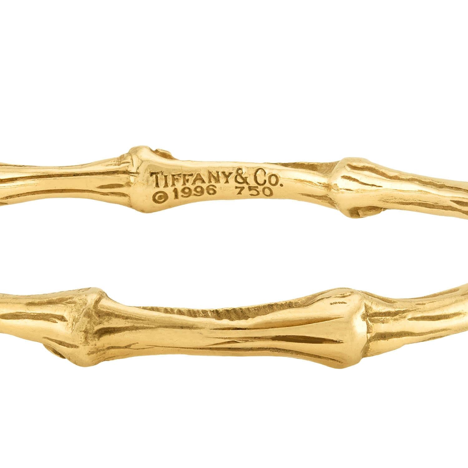 Vintage Tiffany & Co. 18K Yellow Gold Bamboo Bangle Bracelet - Elegant Jewelry for Women, Perfect Gift for Anniversary, Birthday & Special Occasions
