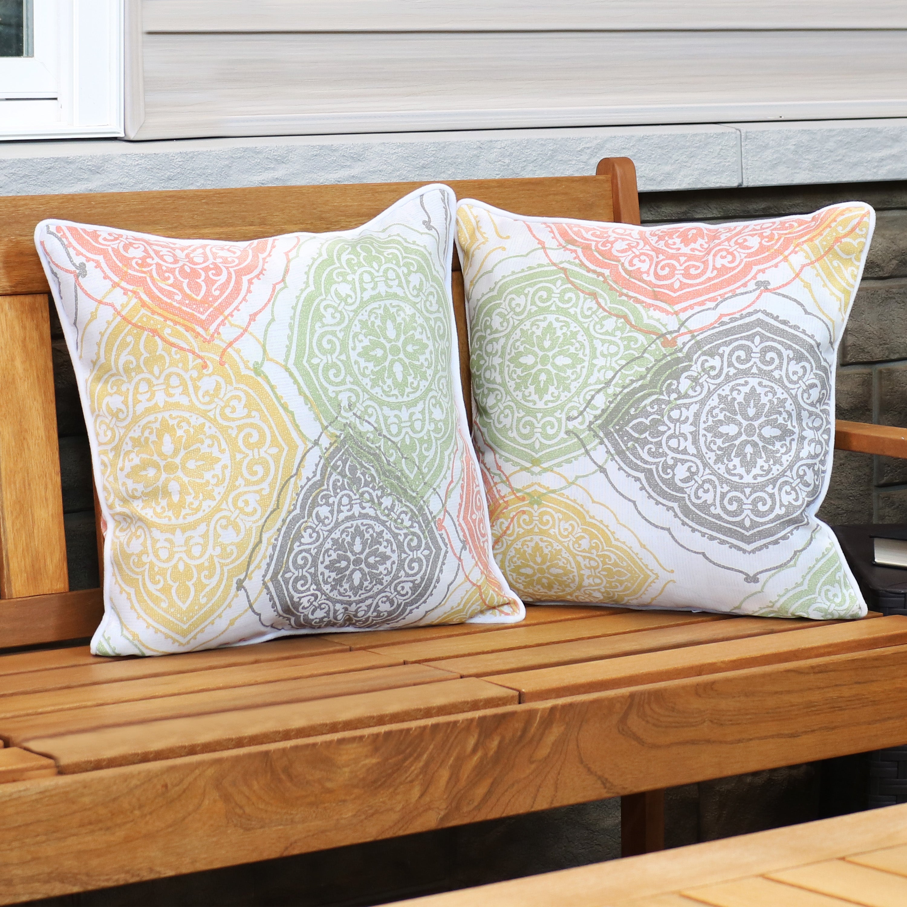 Stylish Sunnydaze Polyester Outdoor Decorative Throw Pillows Set of 2 - Waterproof & UV Resistant for Patio, Garden, Poolside & Porch Decor