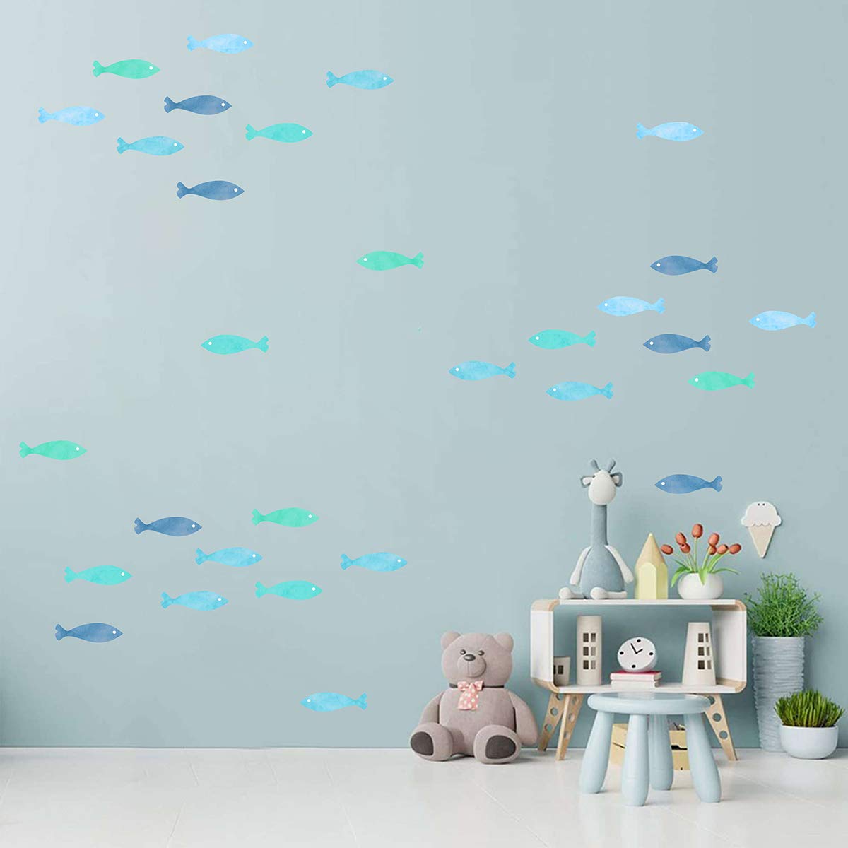 Ocean Fish Wall Decals - Peel and Stick Removable Wall Stickers for Kids Room, Nursery Decor | Perfect for Baby Bedrooms, Playrooms & Underwater Themed Spaces