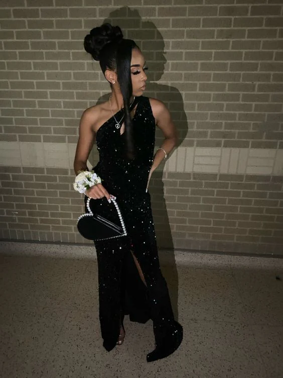 Elegant Black Sequin Mermaid Prom Dress for Women - Formal Evening Gown J5708 - Perfect for Homecoming, Prom Night & Special Occasions