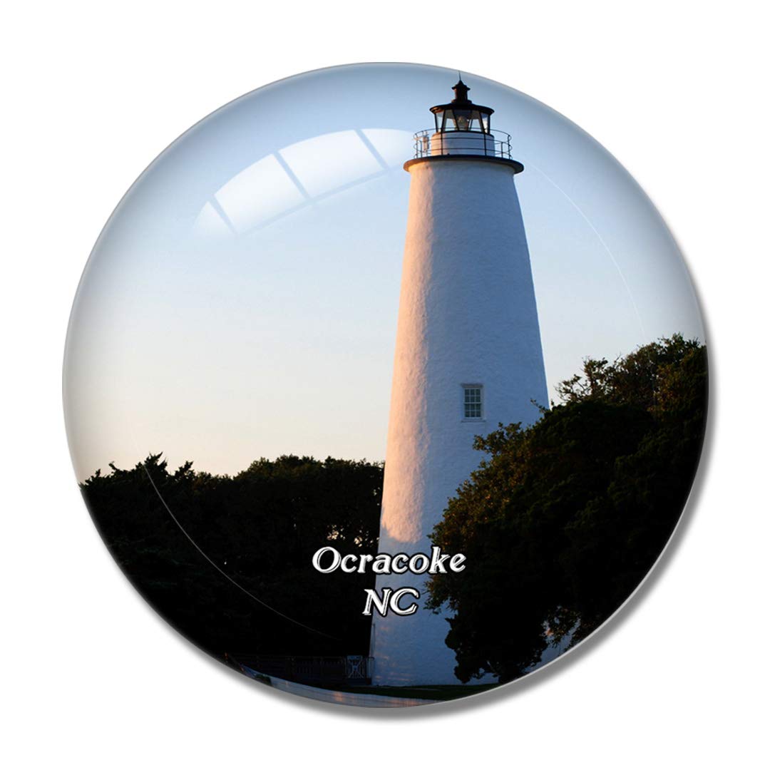 Ocracoke Lighthouse North Carolina USA 3D Fridge Magnet - Whiteboard Souvenir Crystal Glass Refrigerator Magnet for Home & Office Decor