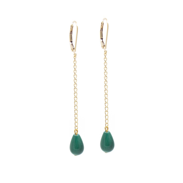 Penelope Malachite Swing Earrings - Handmade Dangle Jewelry for Women, Green Stone Drop Earrings for Casual & Party Wear - Perfect for Date Night, Office & Special Occasions