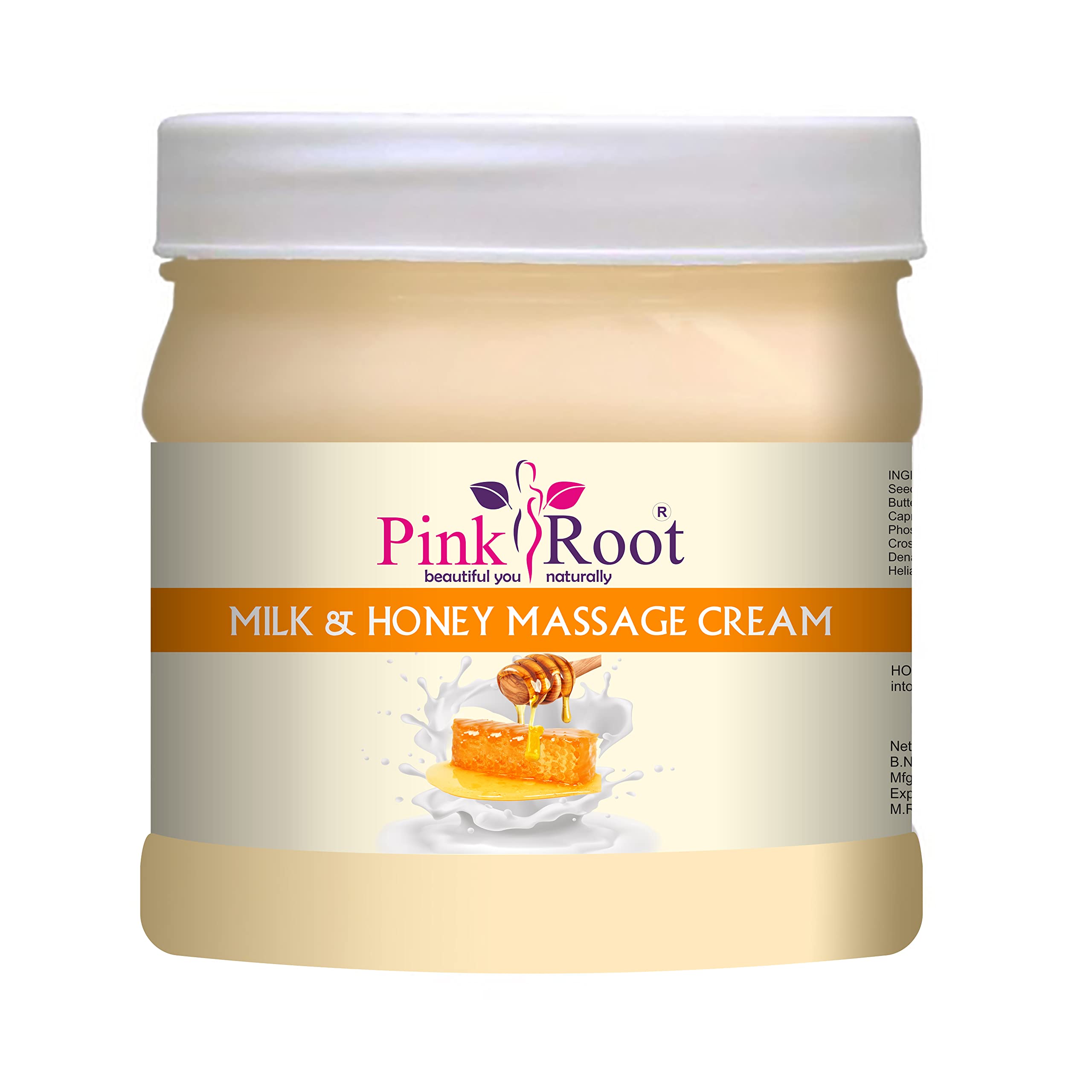 Pink Root Milk & Honey Massage Cream 500ml - Hydrating & Nourishing Body Lotion for Dry Skin - Perfect for Spa, Massage & Relaxation at Home